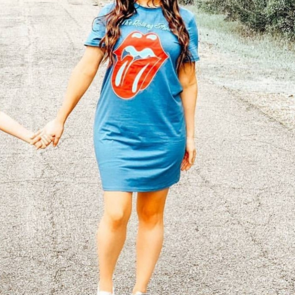 Rolling Stones Graphic T-Shirt Tunic Dress